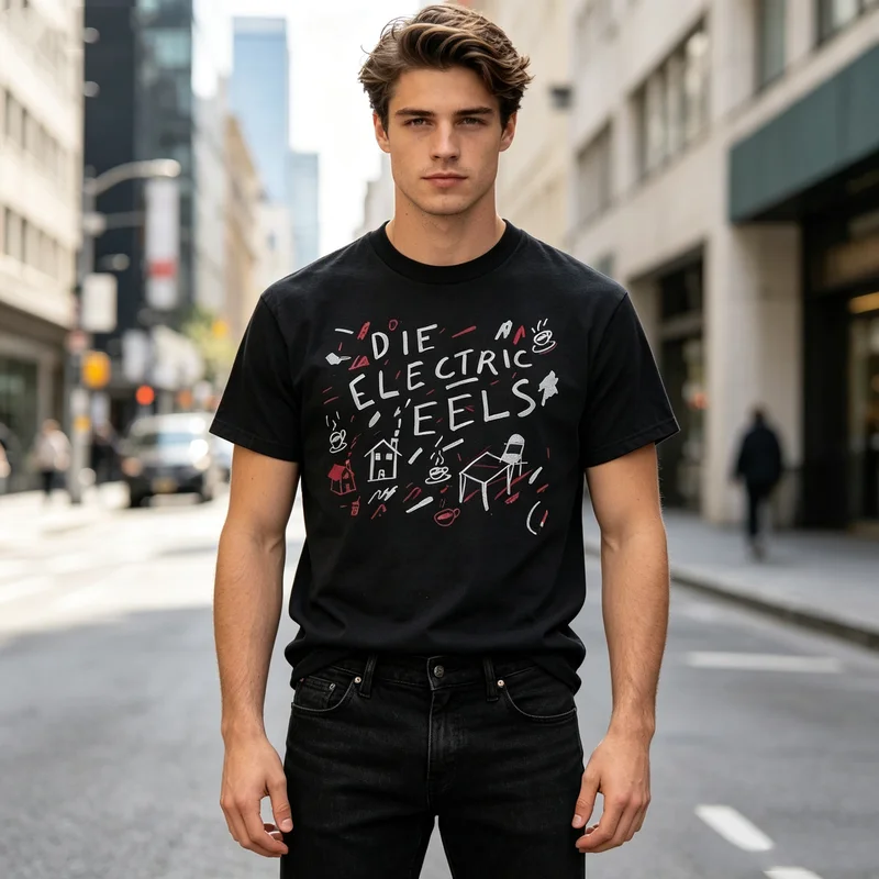 Die Electric Eels Graphic Tee Vintage Music Band Print Mens 100% Cotton Crew Neck Harajuku Y2k Top Oversized T Shirt