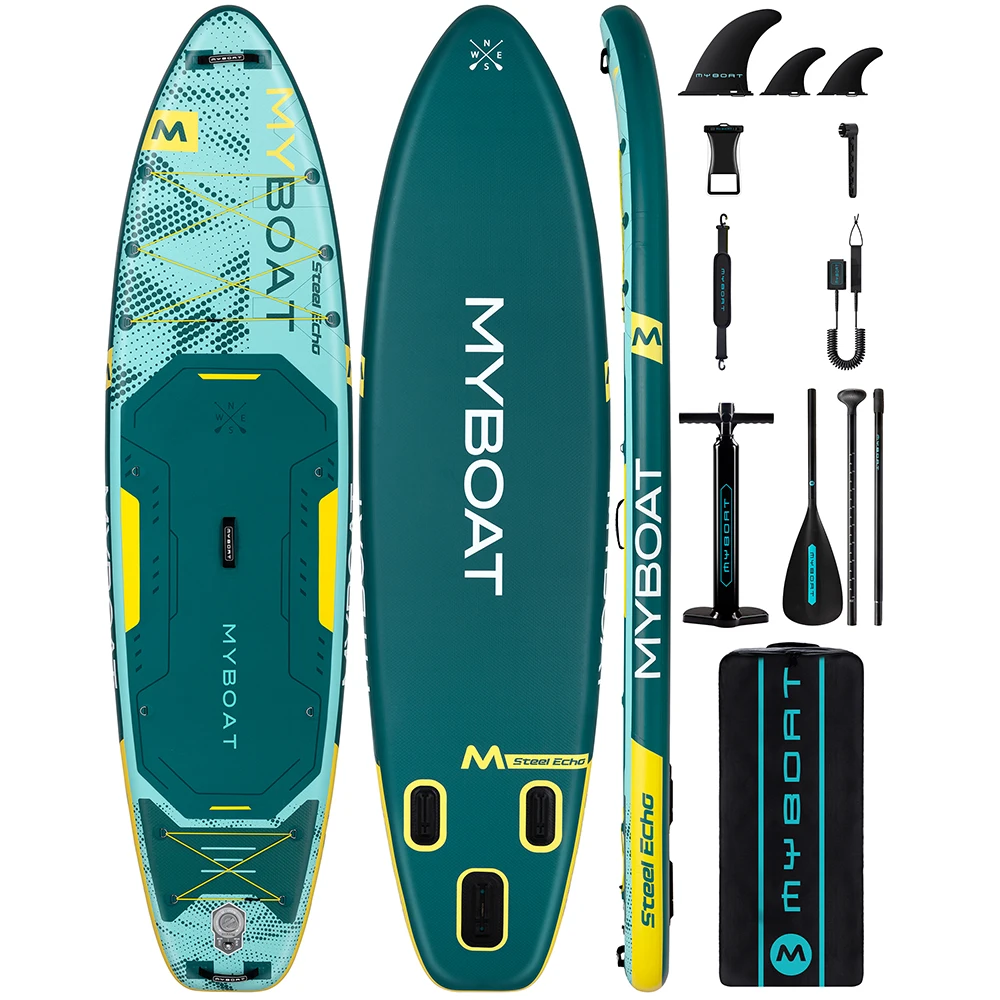 

Myboat SUB STEEL ECHO Green Waterproof Inflatable Paddle Board 11'6''x35''x6''Adult Standing Style Aquatic With Accessories SUB