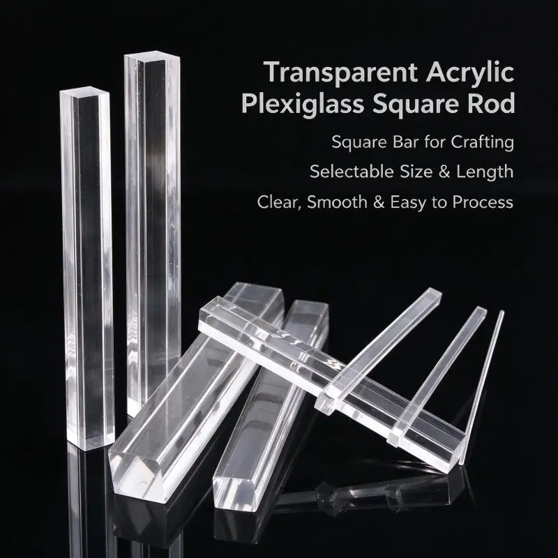 100/200/300/500mm Transparents Clear Extruded Acrylic Square Bar Plastic Rod PMMA Plexiglasss 1/5/10pcs