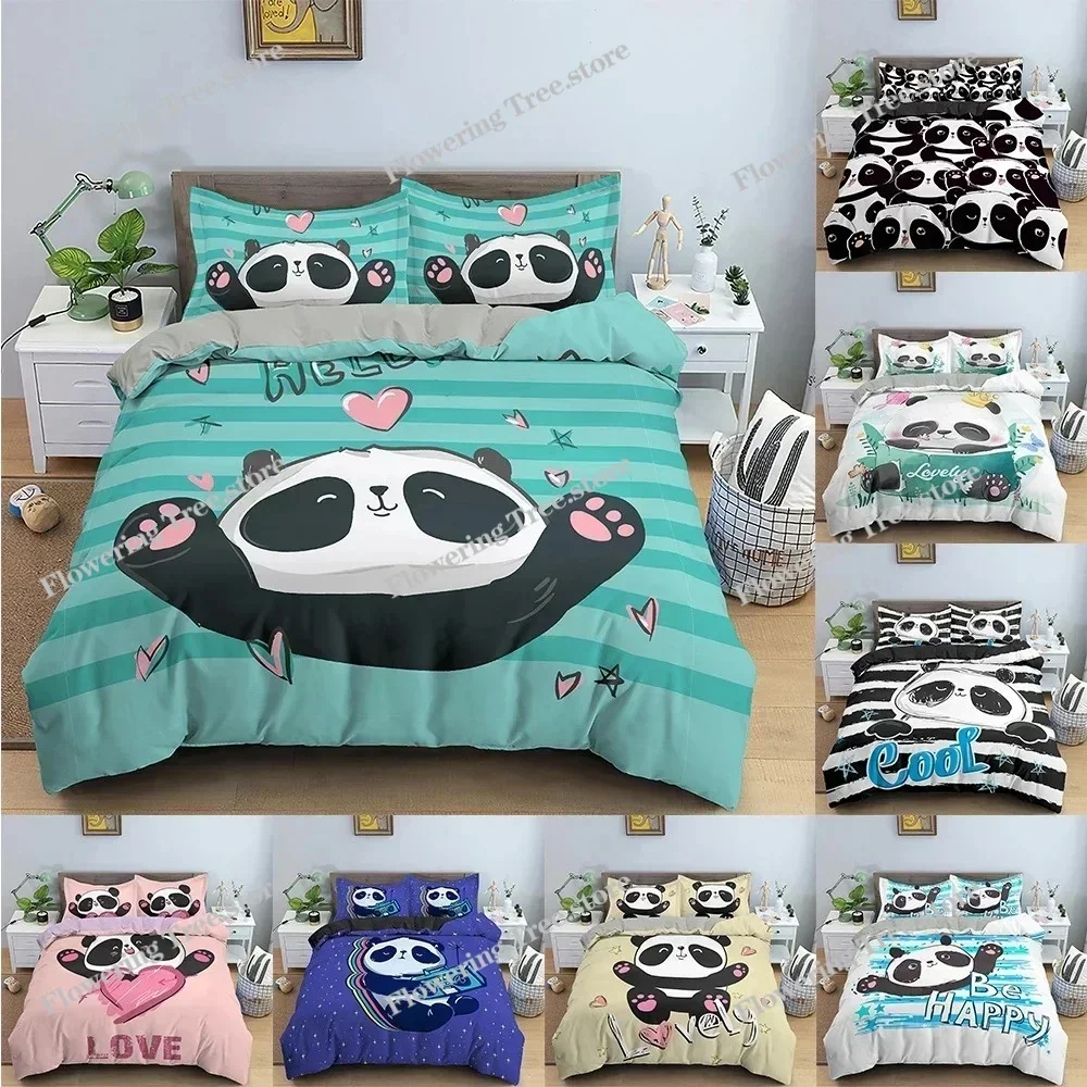 Lovely Panda Duvet Cover Cute Animals Bedding Set For Bedroom Printed Comforter Quilt Covers USEUAU Single Double Size