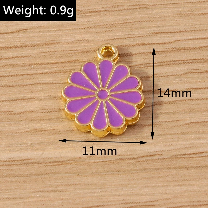 10 Stück niedliche, bunte Emaille-Blumenanhänger zum Basteln von Anhängern, Halsketten, Ohrringen, Armbändern, DIY-Bastelarbeiten und Schmuckzubehör – Detail 11