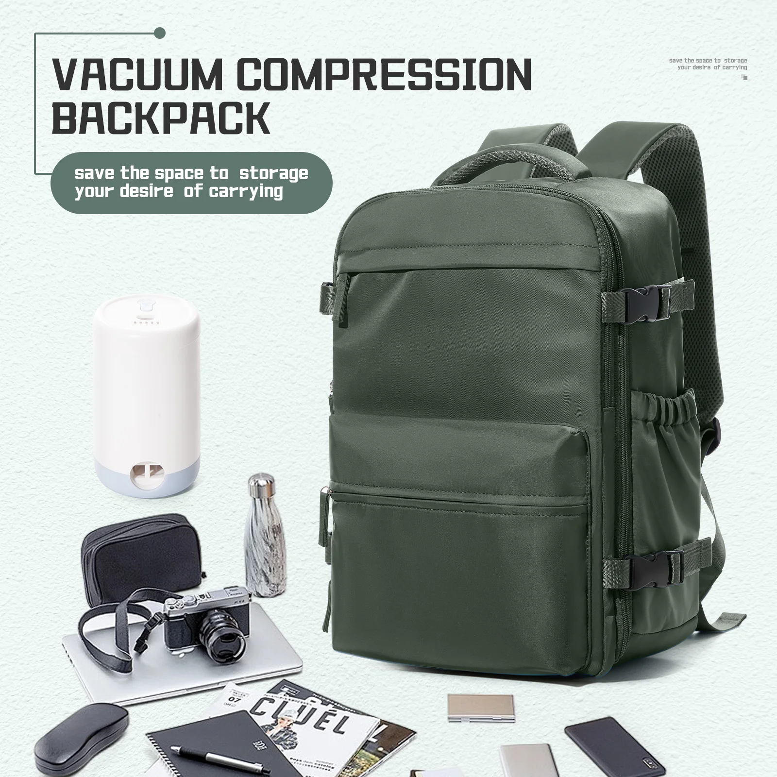 Air Vacuum Compression Backpack Business Laptop Backpack, Large Capacity Anti Theft Vacuum Travel Backpack for Women Men, Hiking