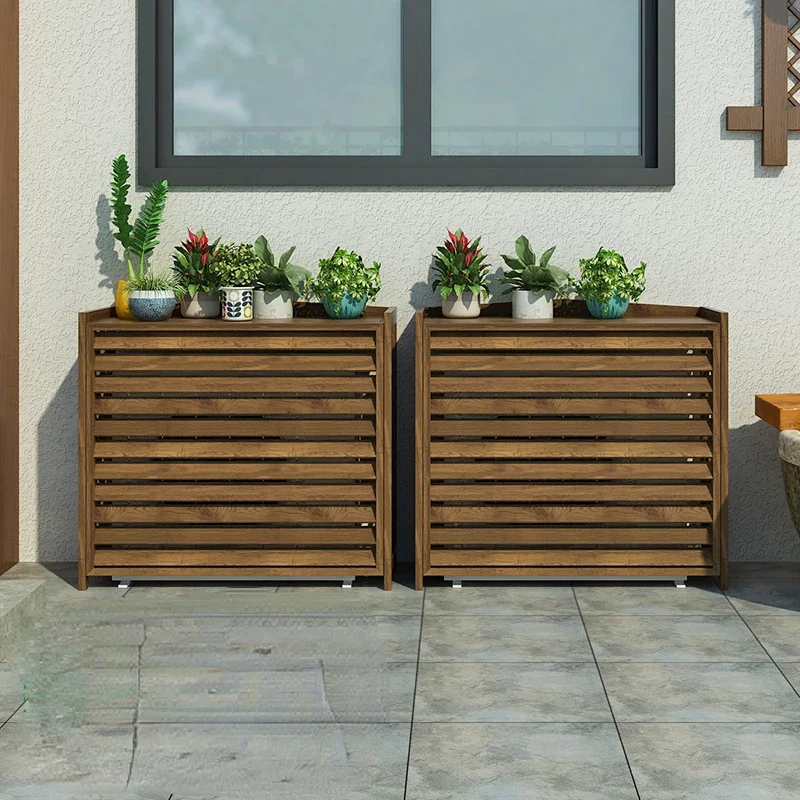 Outdoor AC Unit Rack Decorative Flower Stand Balcony Air Conditioner Cover Host Shelter with Ornamental Design