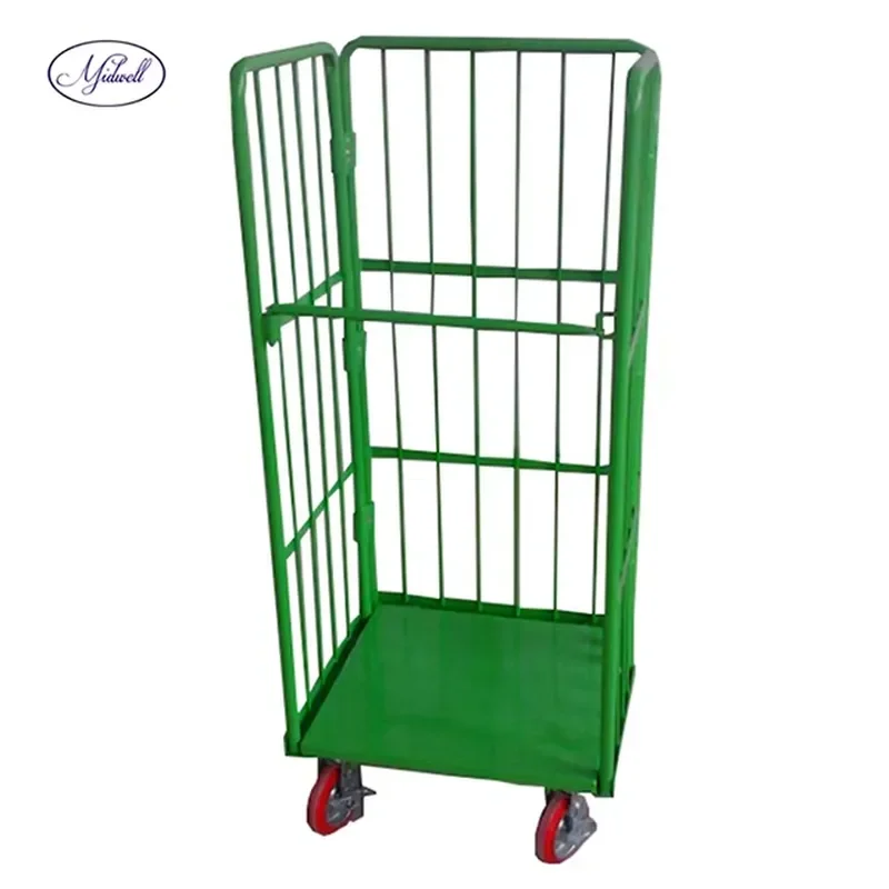 Load 500 Kgs Warehouse Steel Metal Folding Container Trolley Cart Logistics Transport Cargo Collapsible Roll Cage