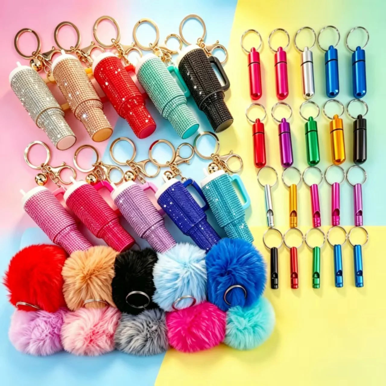 40PC Diamond-encrusted Full Diamond Mini Ice Cup keychain DIY