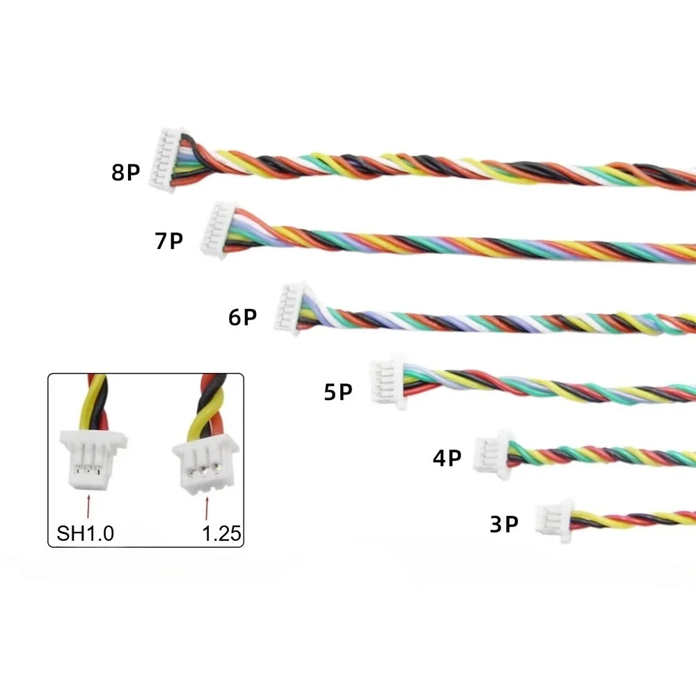 

10 шт. JST SH1.0 1,25 2P 3P 4P 5P 6P-10P штекерный разъем с силиконовым проводом 32AWG, разъем с одной головкой