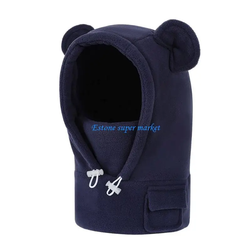 

090B Baby Winter Hat Scarf Mask 3 in 1 Design Warm Electrostatic Prevention Easy Pull On Headwear For Snow Play