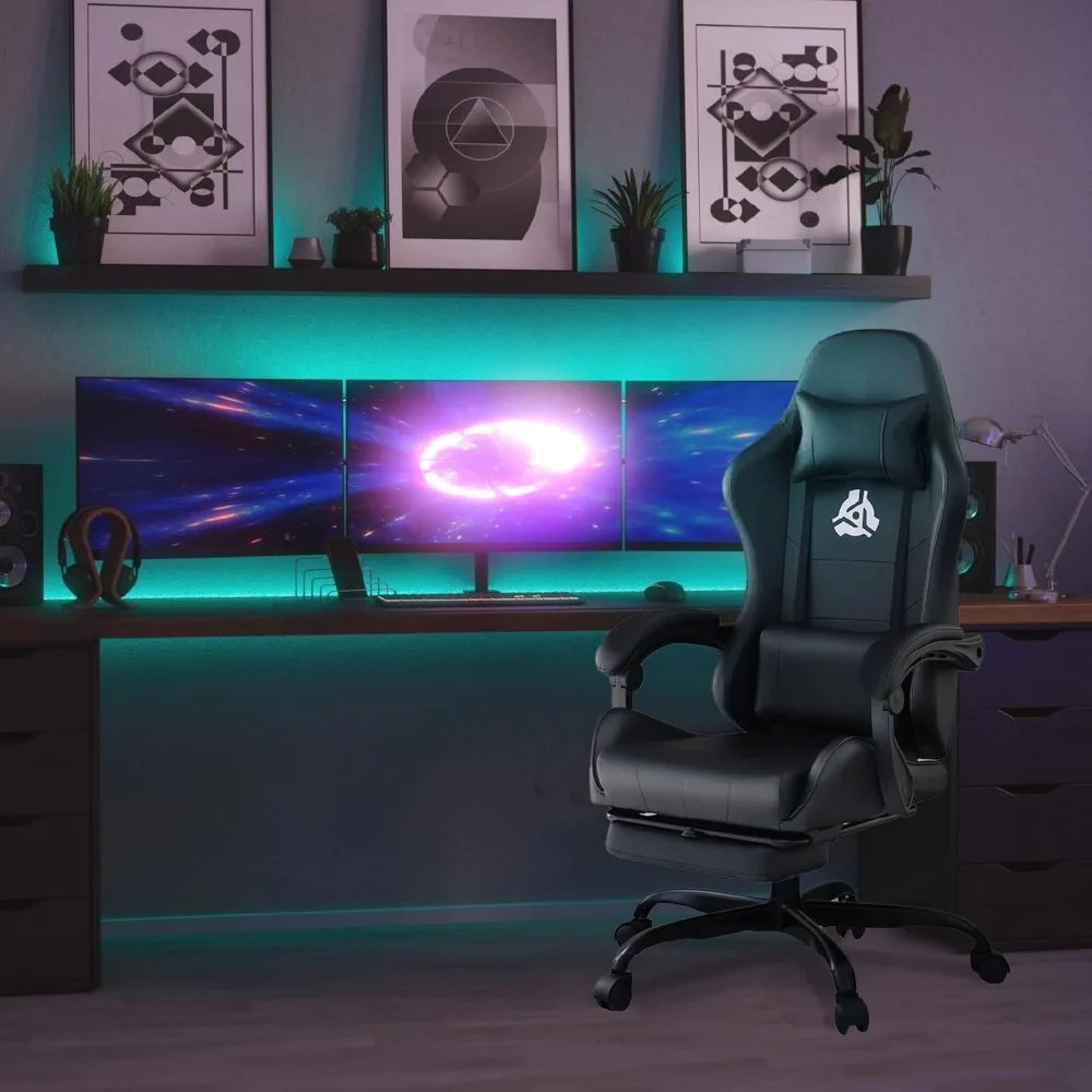 

Video Gaming Chair with Footrest Lumbar Support for Home Office High Back Recliner Height Adjustable Ergonomic