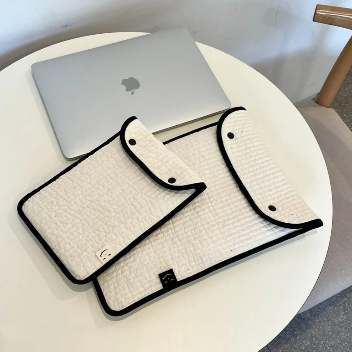 Funda protectora para ordenador portátil para mujer, maletín de algodón blanco y negro, funda de transporte para tableta, INS Macbook