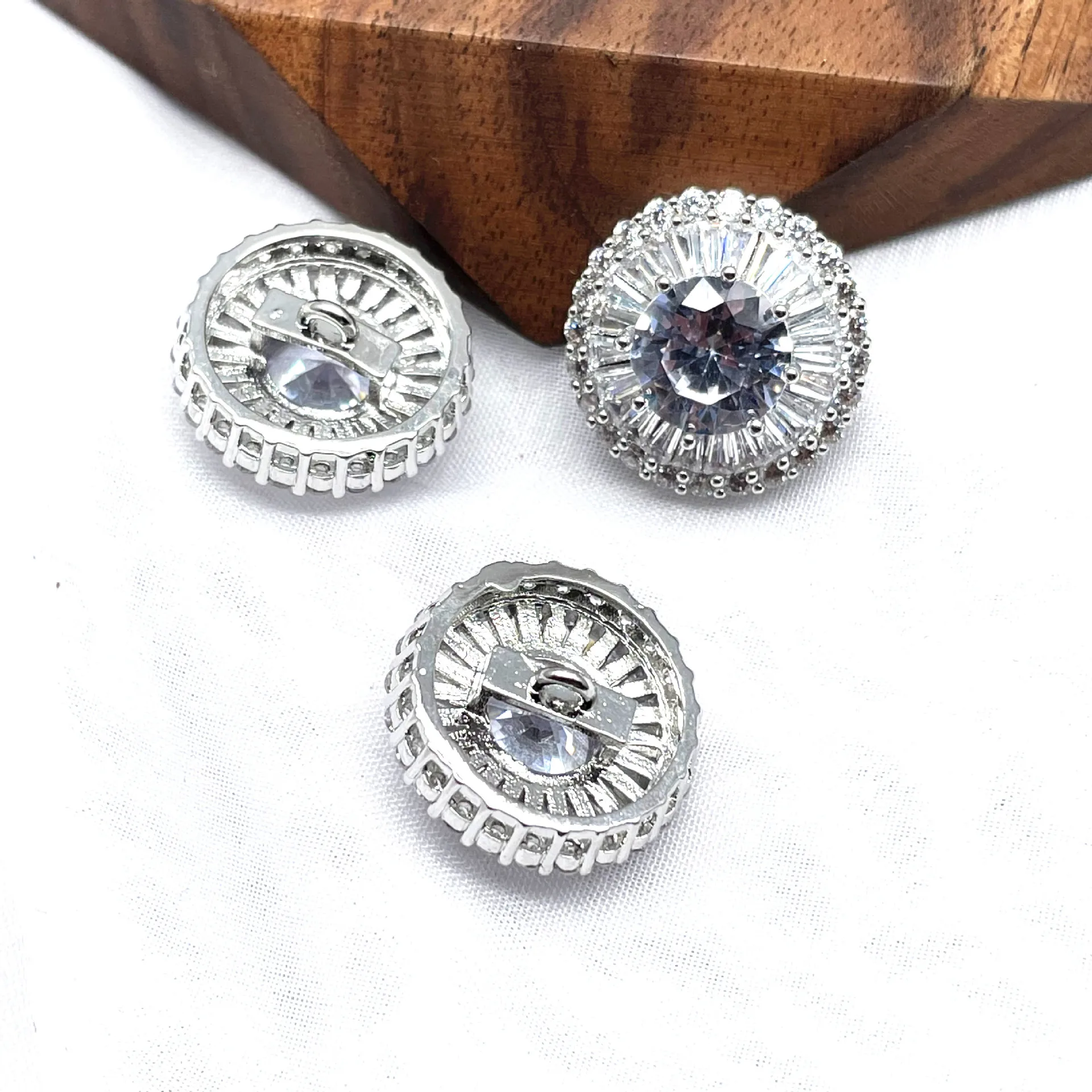 5pcs  Luxury Crystal Small Buttons for Clothing, Cubic Zircon Shank, Decorative CZ Sewing Buttons for Shirt Cuff Link