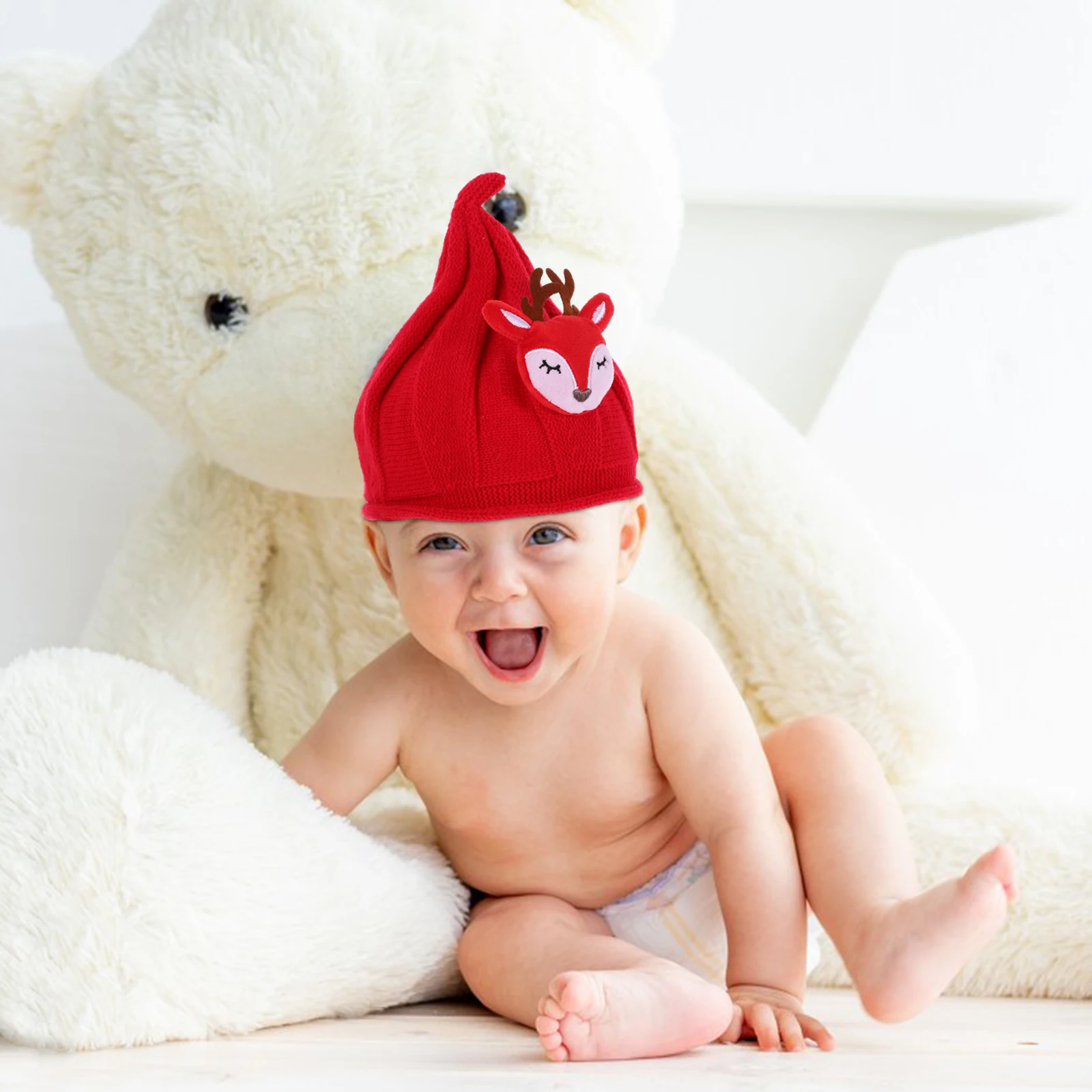 

1Pc Baby Santa Hat Handmade Knit Hat Comfortable Headdress for Children Xmas