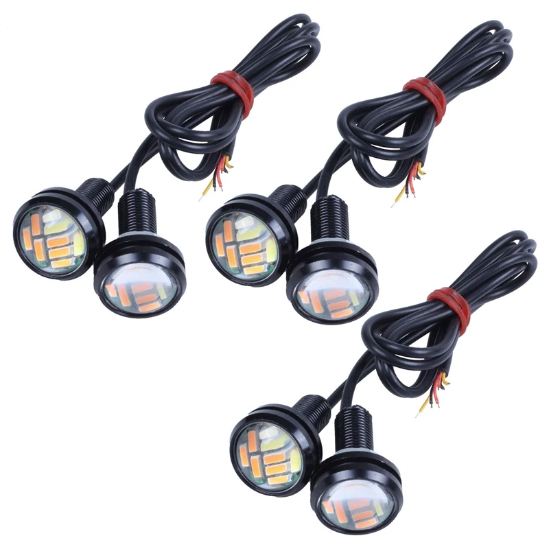 6 Pcs 12V 23Mm Dual Color Switchback 4014 12 Led Drl Eagle Eye Daytime Light