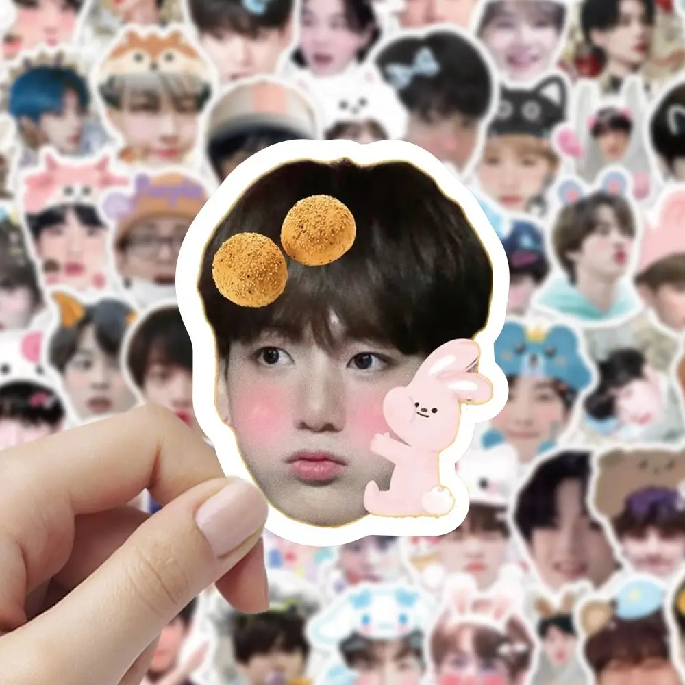 【セール中】100 個 Kpop 韓国アイドルかわいいビッグヘッドステッカー防水 DIY アカウントステッカーかわいい漫画アイドルステッカーファンコレクションギフト
