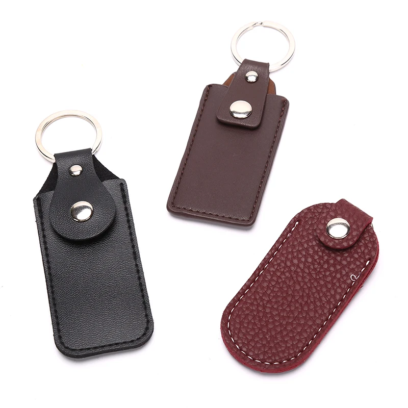 1pc PU Leather Bag Cases for USB Flash Drive Keyring Storage Bags for U Disk Hasp Protective Cover Bag Keychain Holder 10*4cm