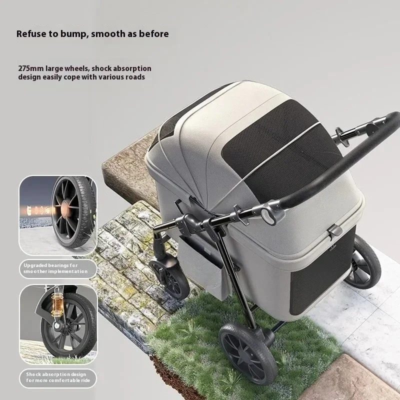 Portable Lightweight Travel Carrier 3 Wheels Pet Stroller Folding Dog Cat Jogger Stroller with Storage Basket