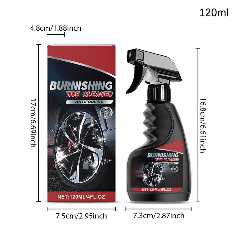 Limpiador de neumáticos de rueda de cubo de coche, 120ml, eliminador de óxido de coche, Spray eficiente, limpiador de ruedas de automóvil para neumáticos de larga duración, alto brillo