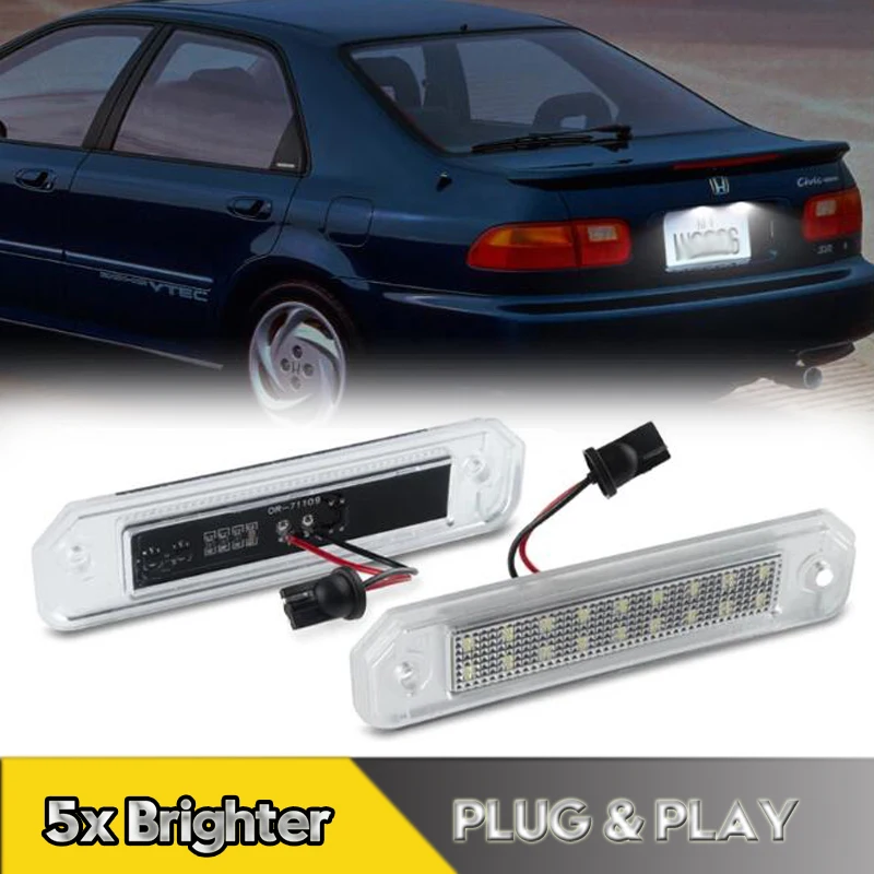 

2Pcs LED Number License Plate Lights Lamps For Honda Civic Coupe Ferio 3-Door CR-X del sol Integra SJ Car Accessories