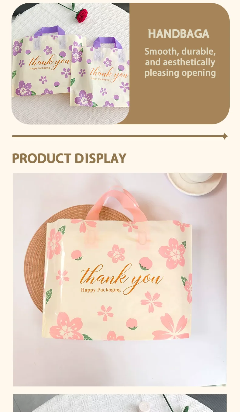 50 Stück Dankeschön-Logo Kleidungsverpackungs-Tragetaschen für Feiertage und Partys – Detail 4