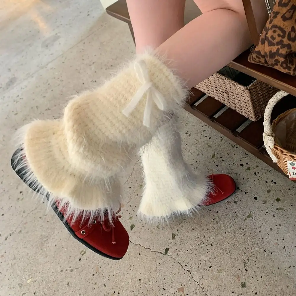 

Сплошной цвет Y2K, гетры на шнуровке, расклешенные милые балетные вязаные леггинсы, свободные чулочно-носочные изделия, гольфы для девочек