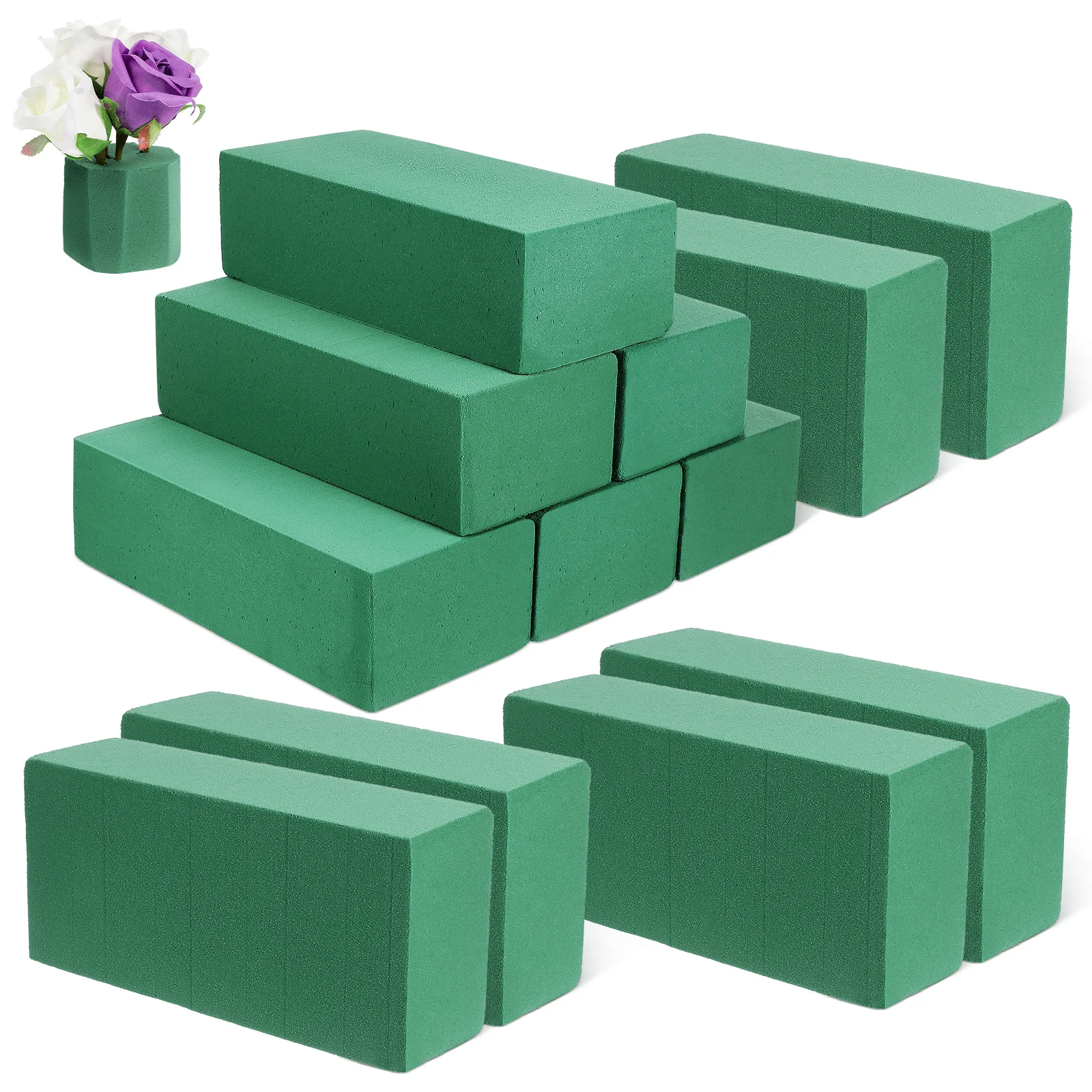 

12 Pcs Foam Blocks Wet Flower Arrangements High Absorbency Stable Support Safe Phenolic Resin Wet Florist Foam Blocks Reusable