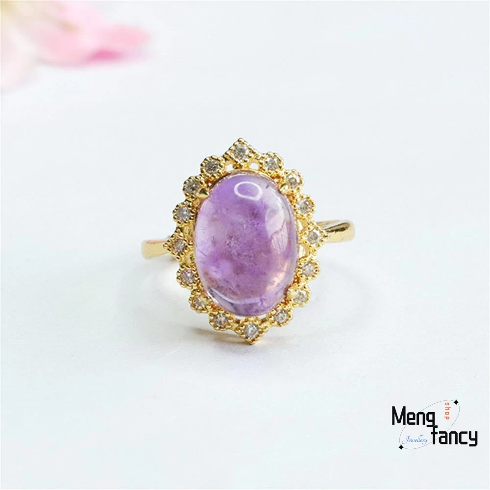 Natural Amethyst Ring Purple Gemstone High-grade Exquisite Luxury Fashion Jewelry Sexy Young Girls Best Selling Holiday Gifts