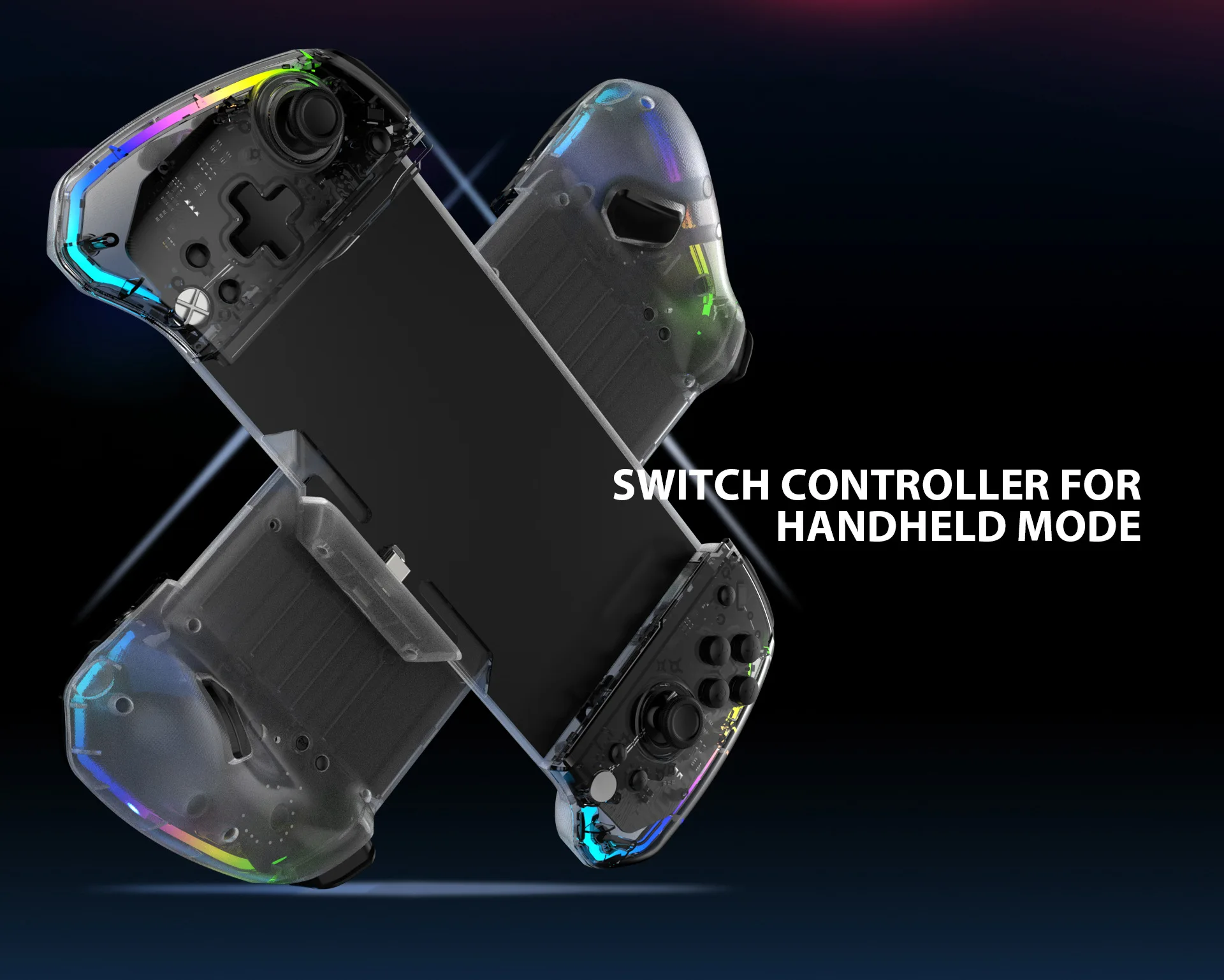 YS43/44/45 RGB Colorful Transparen For Switch game console in-line handle suitable Controller Joypad Gamepad Joystick