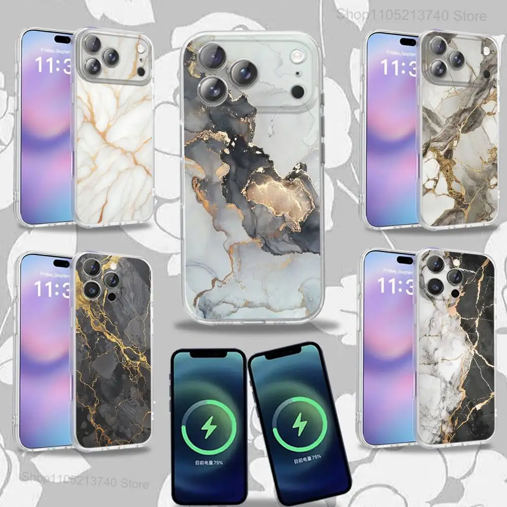 

GoldS ExquisiteM-Marble Art Phone Case For iPhone 16,14,11,17,13,15,12,Air,Plus,Pro,Max,E,Mini Frosted for MagSafe Magnetic