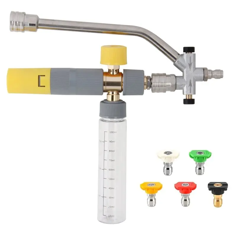 A13Z-For Car Wash Mini Foam Cannon With Dual Connector 5 Nozzle Tips 1/4 Inch Quick Connect For Pressure Washer