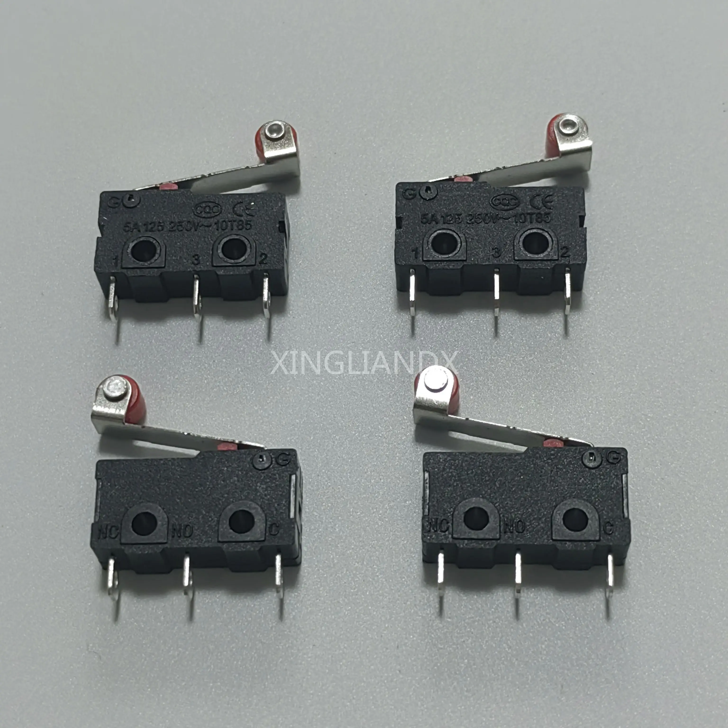 100PCS KW11-3N Mini Micro Limit Switch Roller Lever Arm SPDT Snap Action Roller Switches N/O N/C 5A 250VAC