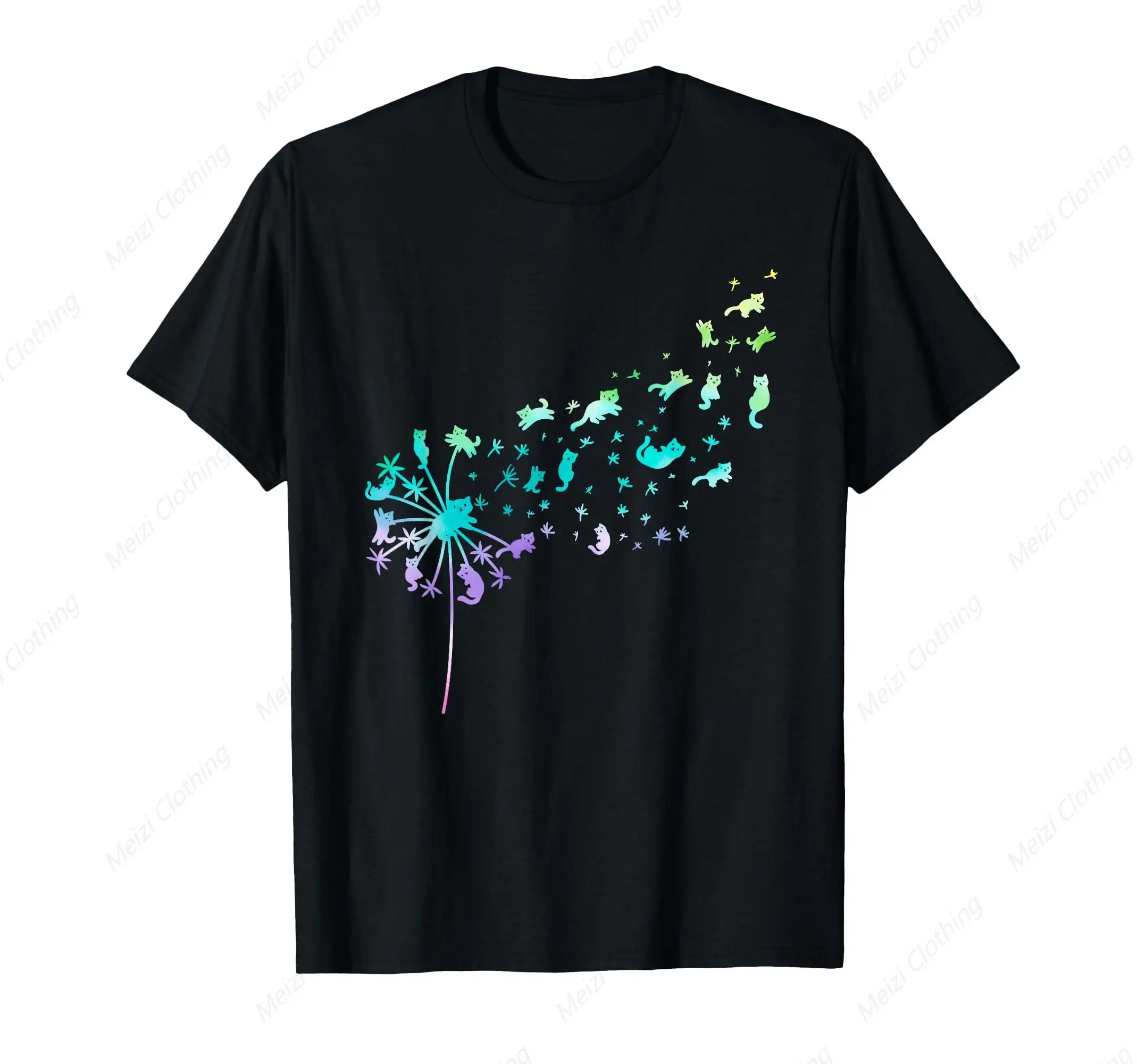 Dandelion Cat Enthusiasts Men's and Women's T-shirts Fashion Personalized Clothes Cotton Fun Short Sleeves