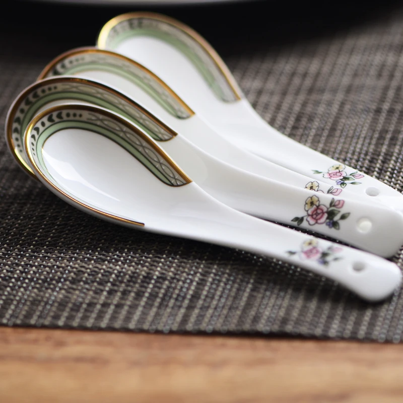 4-piece set, bone china, chinese rice scoop spoon set, korean ice cream ladle, japanese ice cream dessert spoon, kids spoon