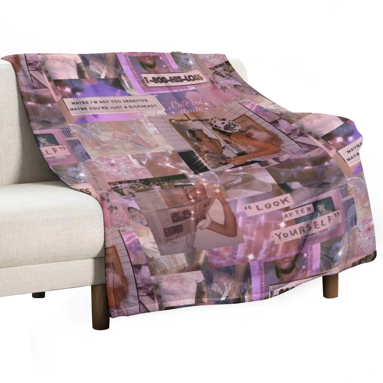 

y2k glitter pink collage Throw Blanket Decorative Beds Cute Plaid Sofa Travel Blankets