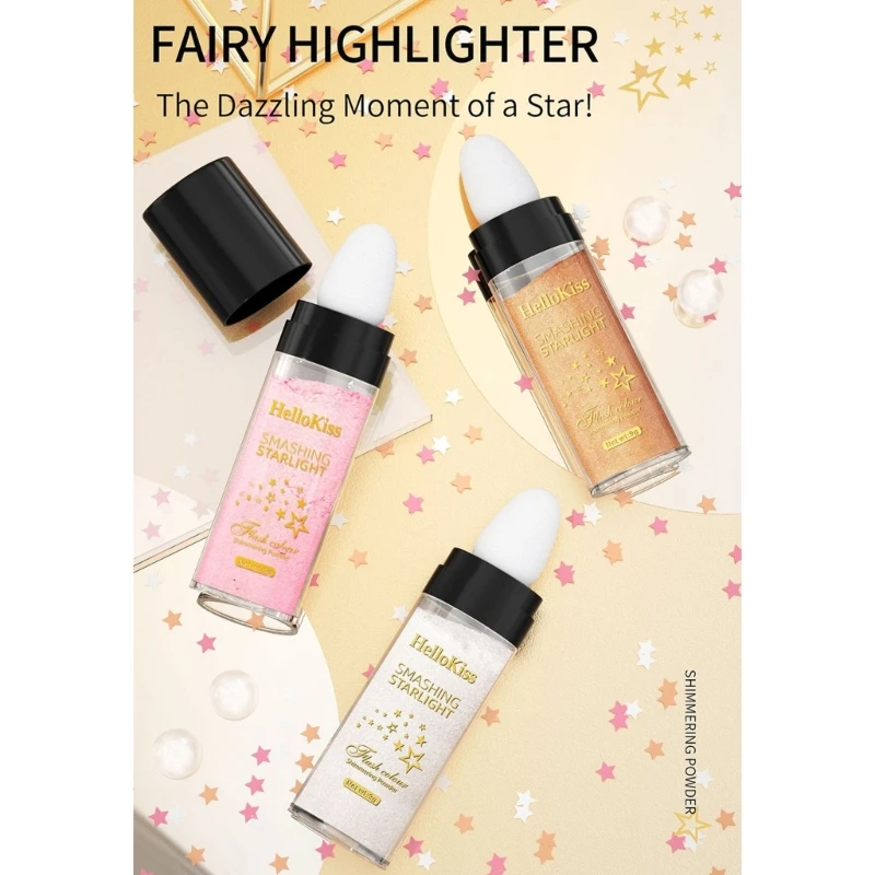 Highlighter Powder High-Gloss Makeup Body Glitter Highlight Patting Powder for Face Eyes Lips Hair Body-Glow