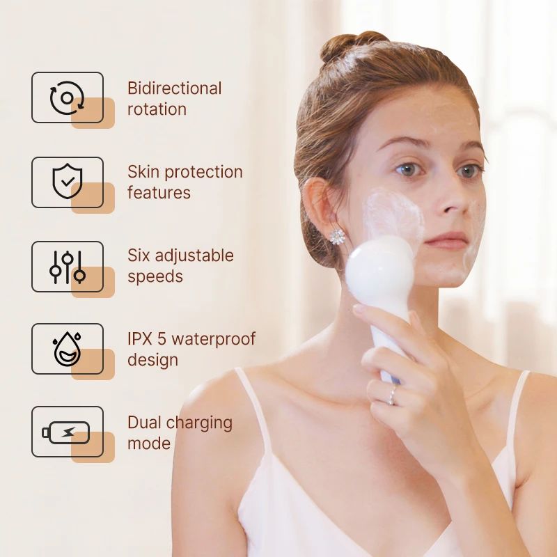 Electric Cleansing Brush Bidirectional Rotating Face Brush Household Beauty Instrument Electric Deep Cleansing