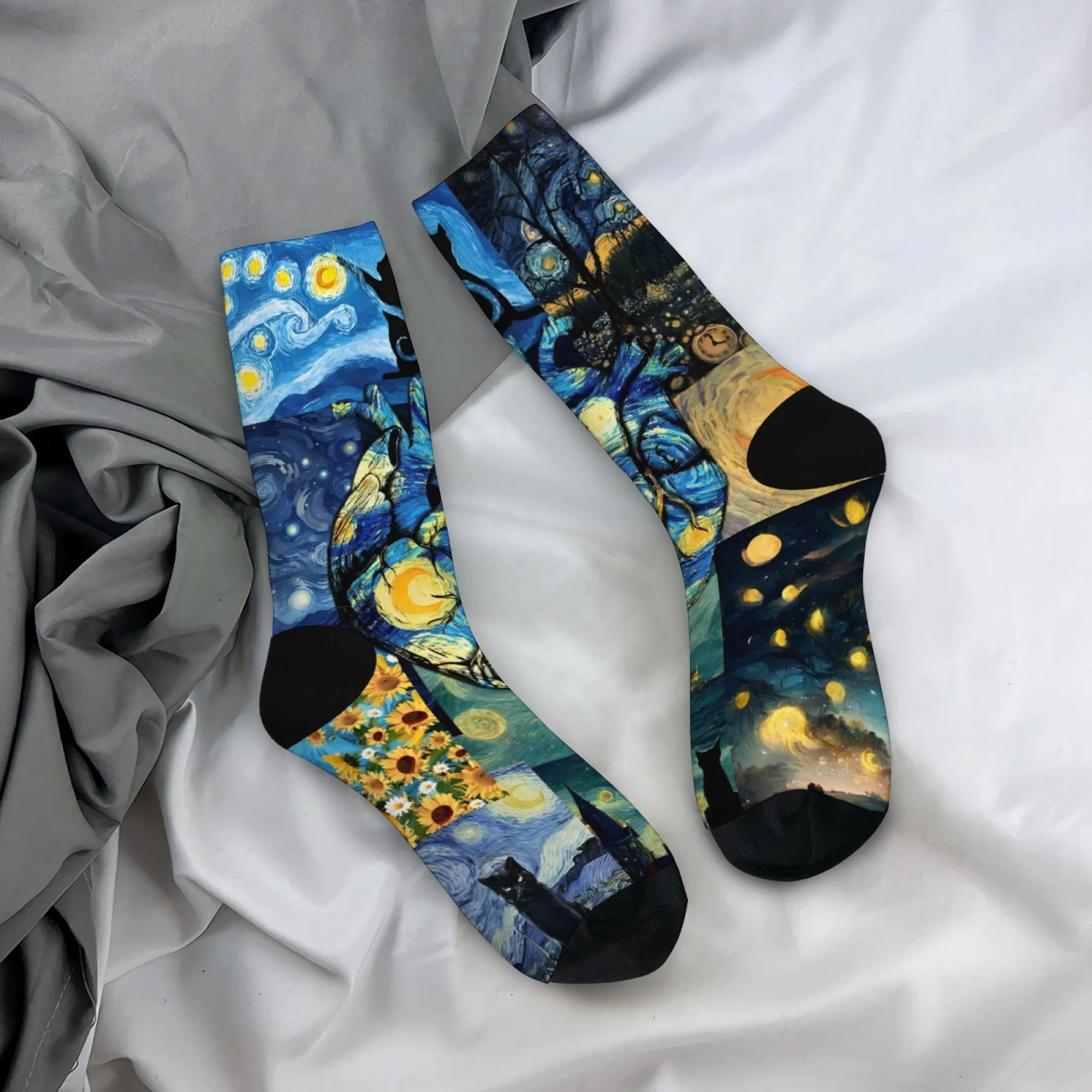 

Новинка, мужские носки в стиле Ван Гога со звездной ночью, повседневные модные художественные носки в стиле ретро, удобные нескользящие спортивные носки унисекс