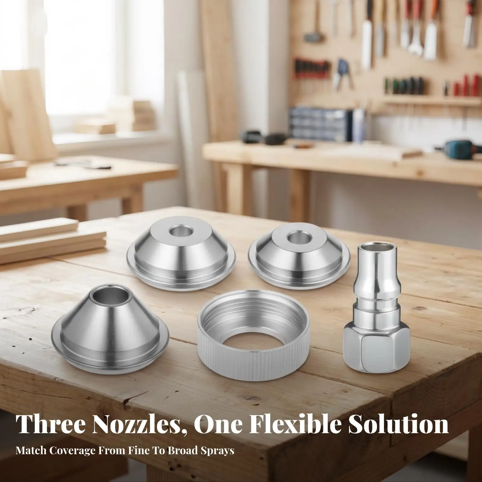 Multi Size Metal Texture Sprayer Nozzle Set for Workshop Use with Secure Threaded Assembly Design