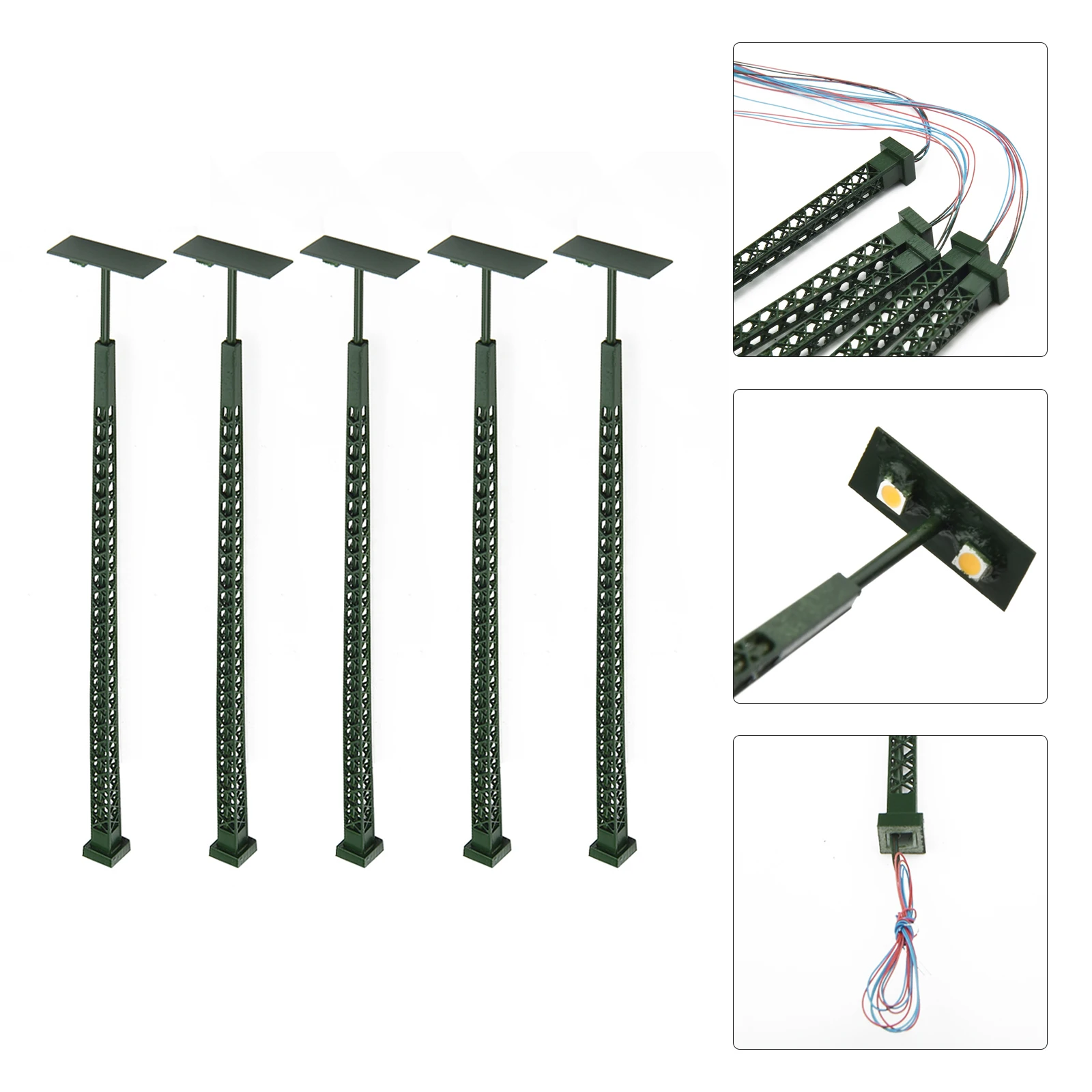 5 sztuk 1:87 Lampy Model Światła kolejowe Maszt kratowy Miernik światła H0 Układ światła Model Ogród uliczny Układ Budynek Dekoracja