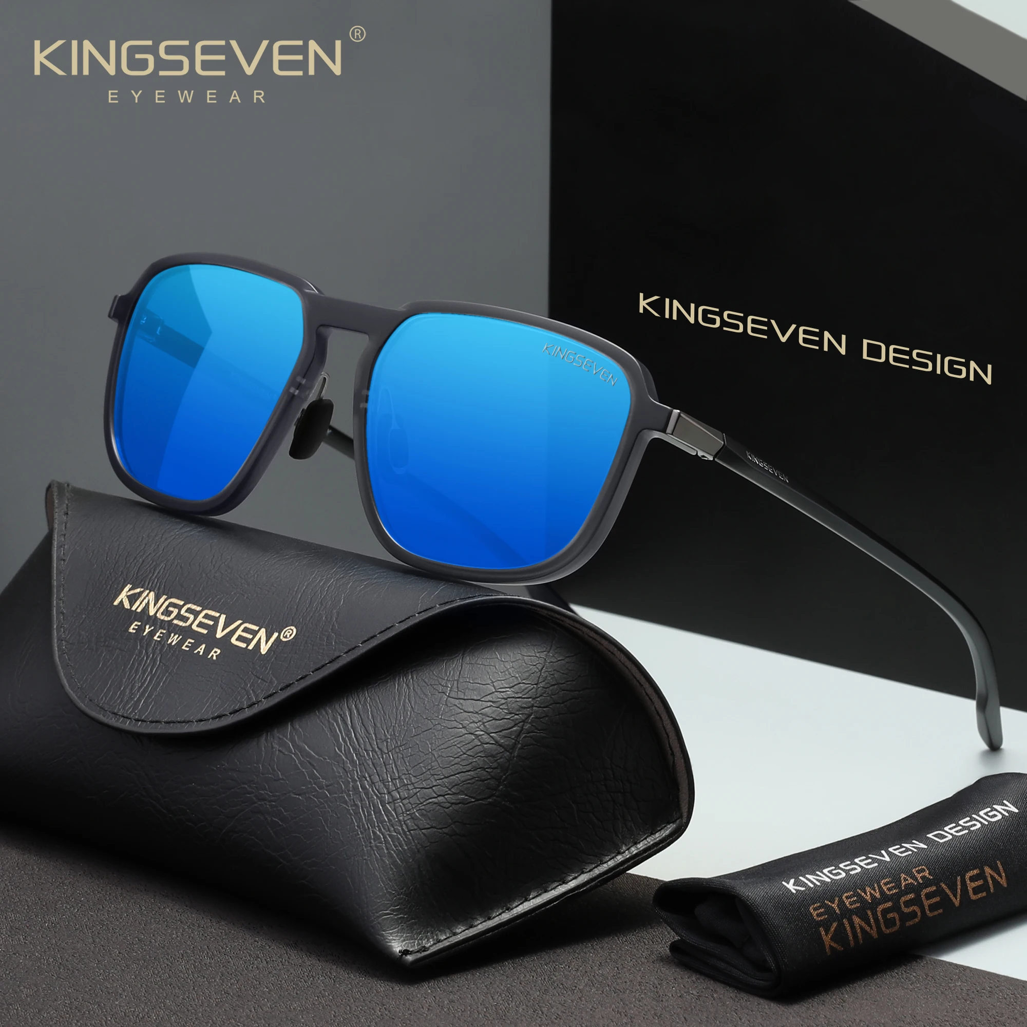 KINGSEVEN Occhiali da sole moda Casual Donna Uomo Polarizzati UV400 Occhiali protettivi Cornice quadrata Antiriflesso Guida Occhiali da esterno