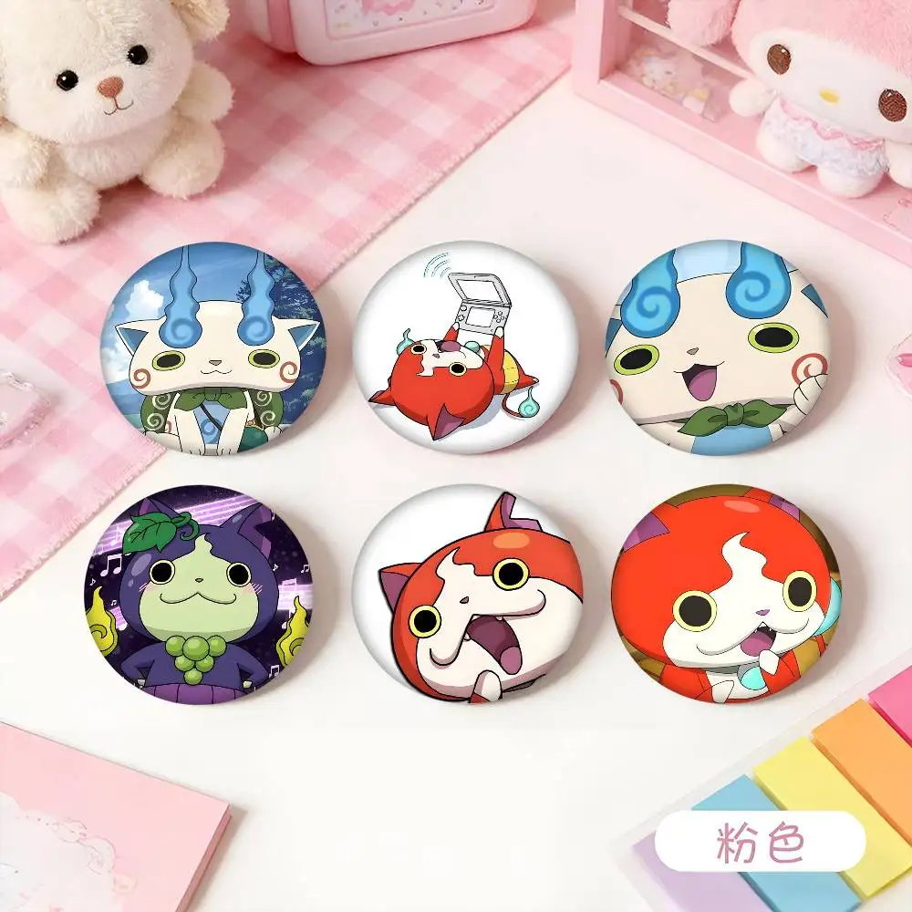 1pc Anime Yokai Cute Watch Anime Cartoon Style Badge Brooches On Backpack Decoration Round Enamel Pins For Accessorys