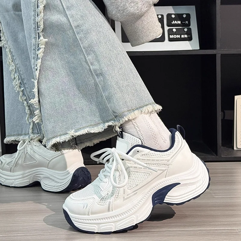 2025 Spring Summer Women's Dad Sneakers Fashion Platform Mesh Running Sports Shoes Breathable Woman Casual Trainers Daily Mujer