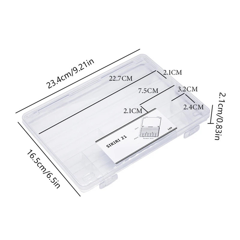 Boîte de rangement de bijoux en plastique, conteneur pour nail art, biscuits, collier, bague, stylo, brosse, polissage, limes à ongles, grille 21