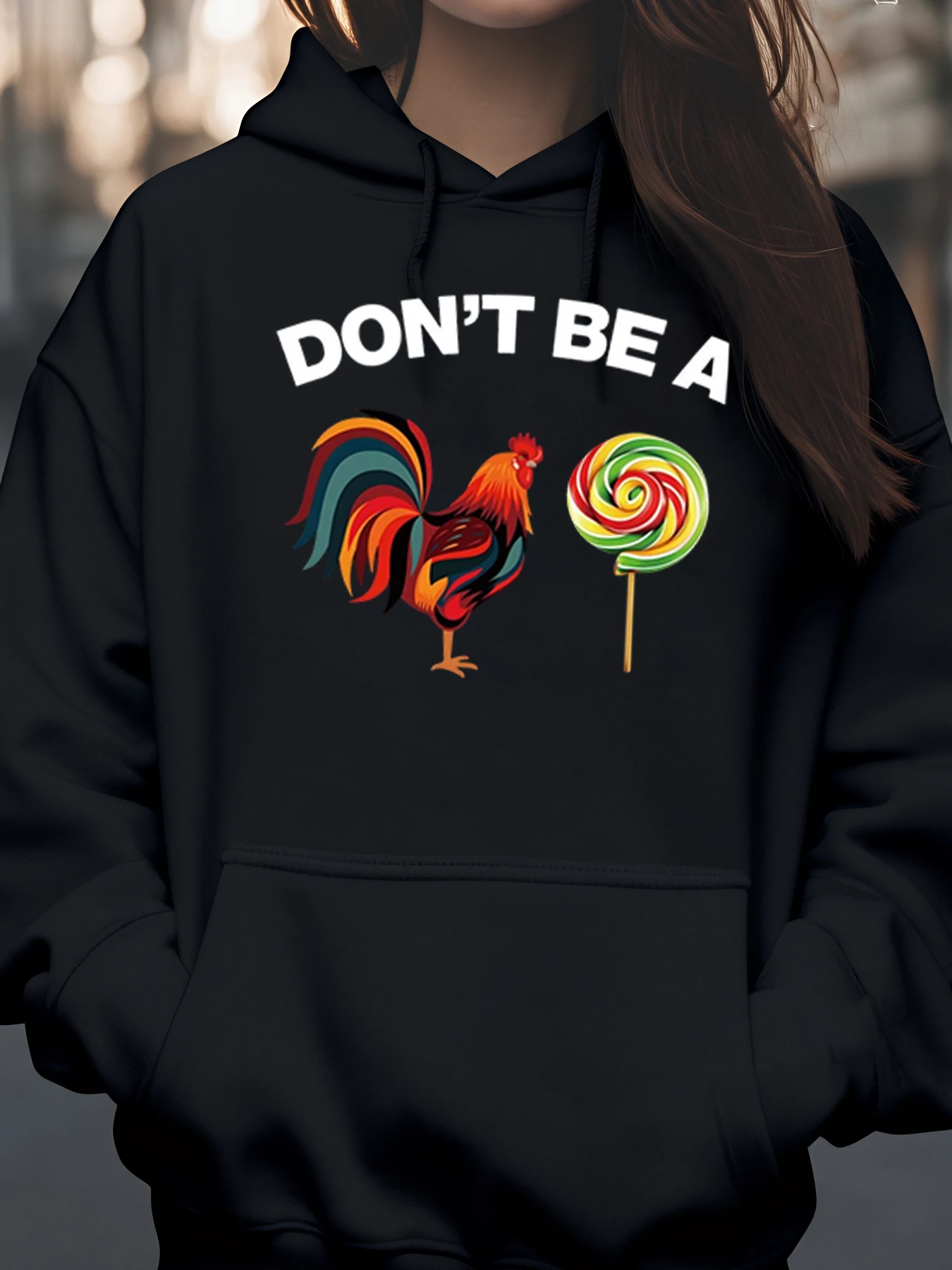 

Толстовка с капюшоном на Хэллоуин и принтом петуха и леденец для женщин, повседневная одежда, праздничный наряд