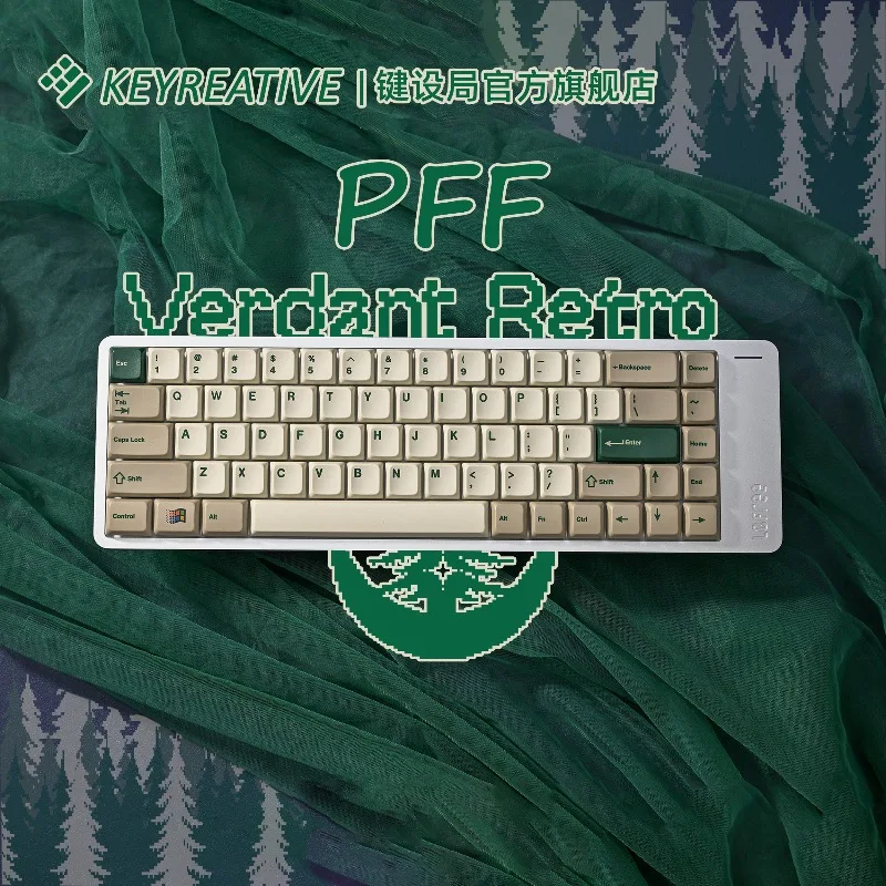 PFF Verdant Retro Theme Keycaps Set Customized Material PFF Profile PBT Keycap for Low Profile Mechanical Keyboard Accessories