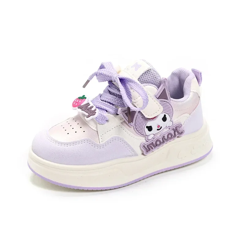 

Girls's Fashion Sneakers Kid's Anti-skid Casual Shoes Cartoon Anime Kuromi Thick Soles Shoes Children's Board Shoes Size 26-37