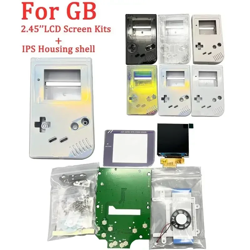 

US.EU New 2.45 Inch High Brightness IPS LCD Screen Lens For Gameboy GB DMG ,GBO Modify LCD Screen Kits With IPS Housing Shell