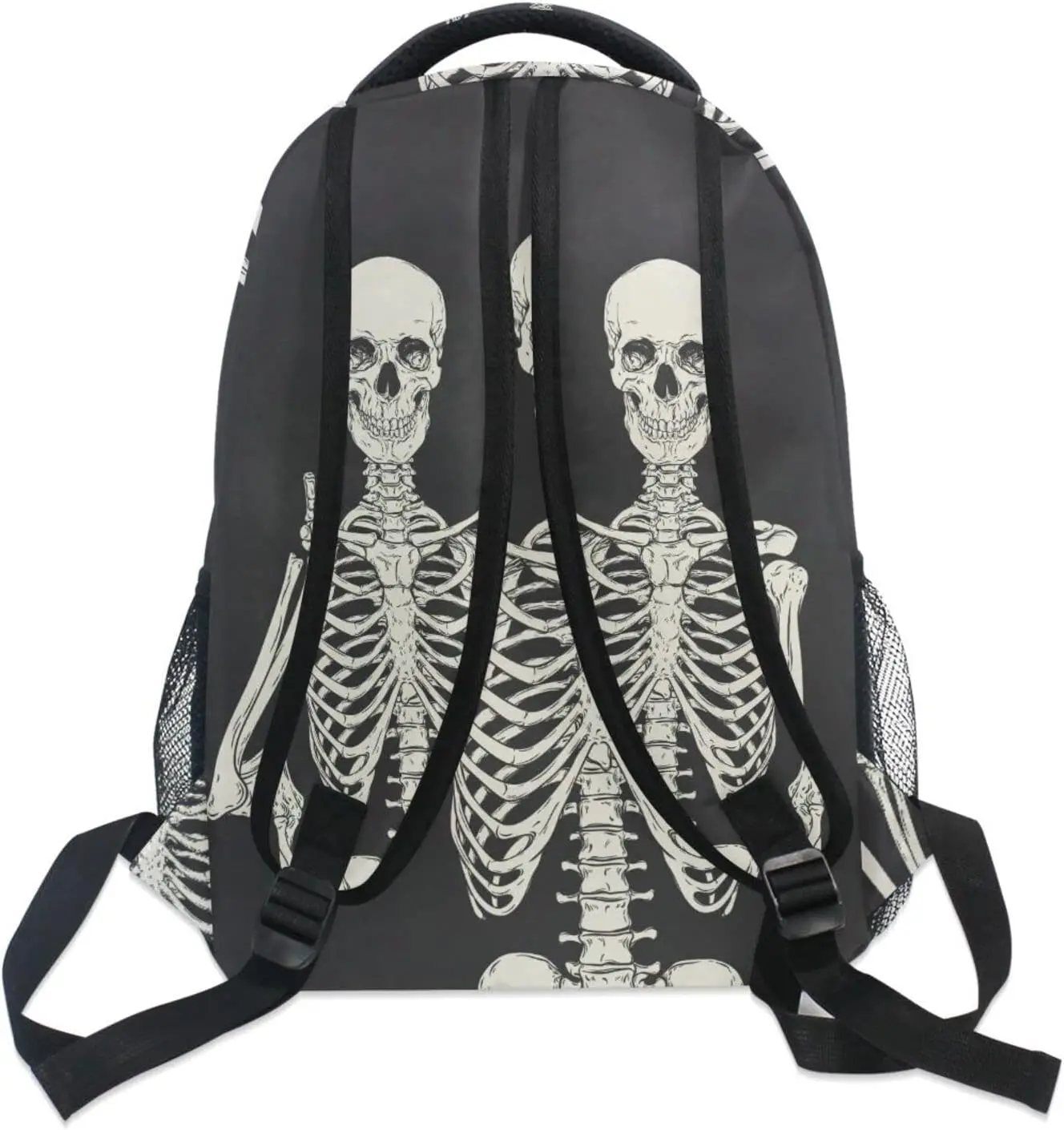 حقيبة ظهر سوداء للهالوين هيكل جمجمة السلام للنساء والرجال، حقيبة مدرسية للطلاب، حقيبة كتب للسفر والكمبيوتر المحمول ومحفظة Dayp