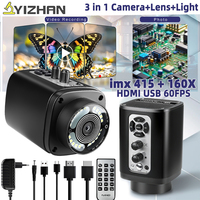 3in1 4K Unlimited Visual Range Digital Electronics Microscope Camera HDMI USB Imx415 160x Lens + Light 3840x2160 Remote Control