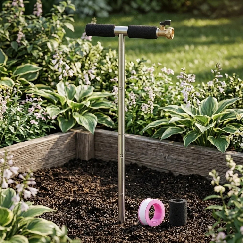Stainless Steel Deep For Root Irrigator with T-Shaped Handle for Efficient Plant Watering and For Root Hydration