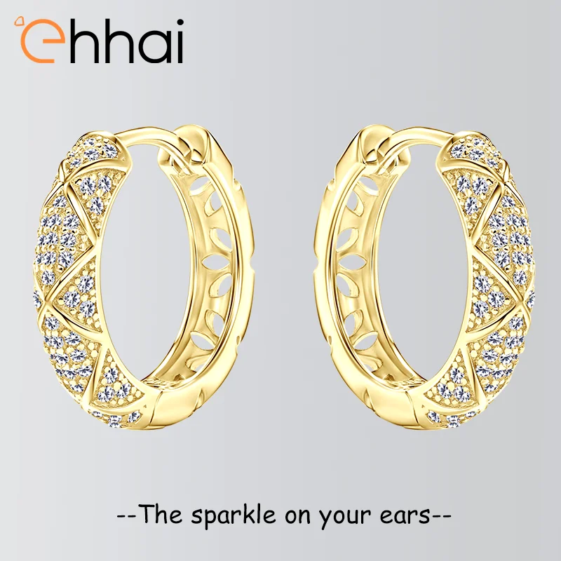 

Ehhai GRA Certified Round Cut Moissanite Hoop Earrings for Women 925 Sterling Silver Huggie Earring Fine Jewelry Gift Pendientes