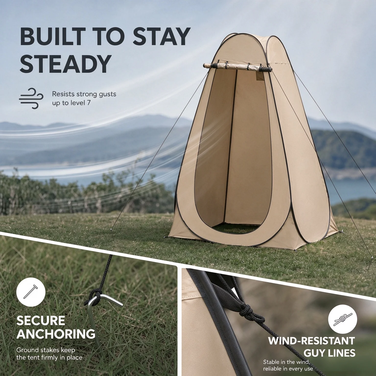 Pop Up Shower Tent Portable Privacy Tent Outdoor Camping Toilet Changing Room Waterproof Foldable Shelter With Carry Bag image 4